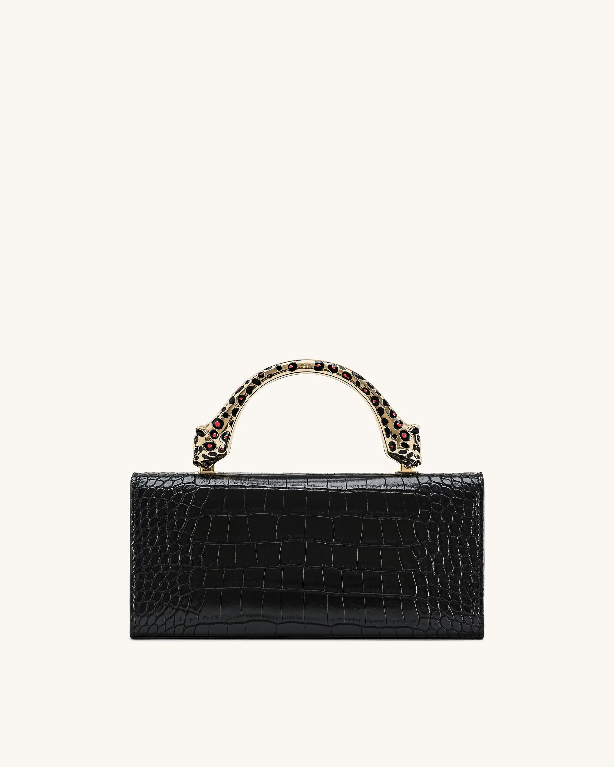 JW PEI Black Croc Women Maya Leopard-shaped Hardware Handle Top Handle Bag  SKU: 2T319-1_Black Croc Image 03