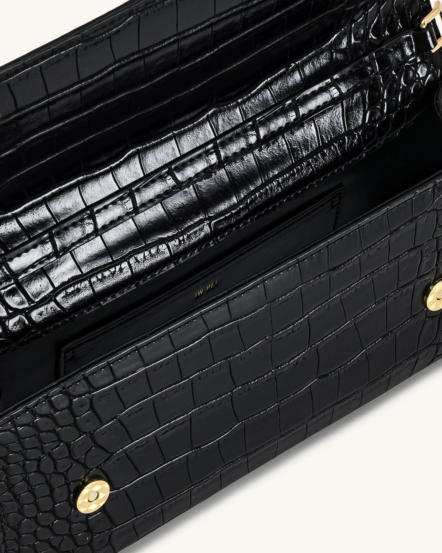 JW PEI Black Croc Women Maya Leopard-shaped Hardware Handle Top Handle Bag  SKU: 2T319-1_Black Croc Image 04