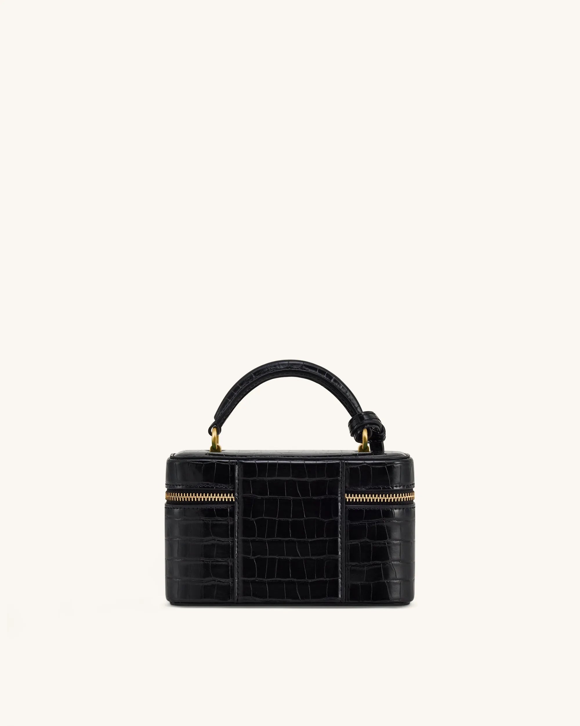 JW PEI Black Croc Women Cleo Box Shape Top Handle Bag - Black Croc SKU: 2T321-1_Black Croc Image 04