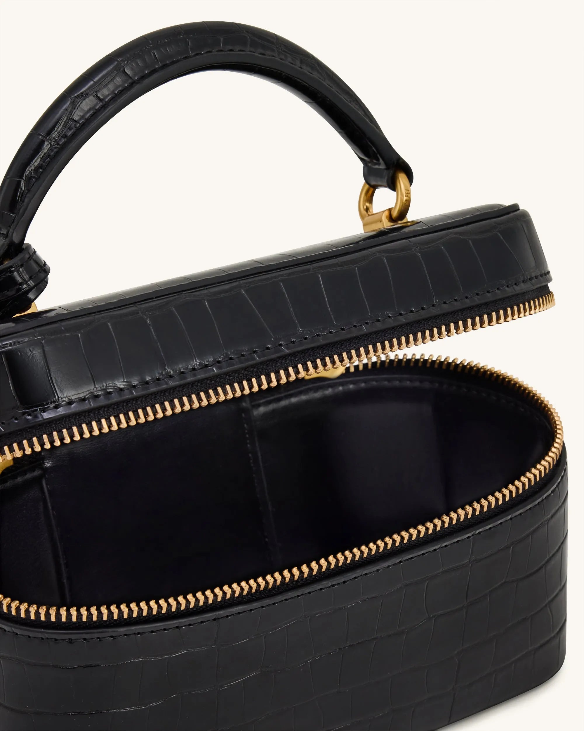 JW PEI Black Croc Women Cleo Box Shape Top Handle Bag - Black Croc SKU: 2T321-1_Black Croc Image 05