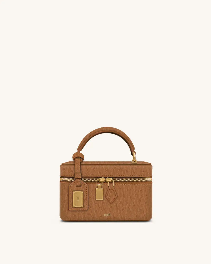 JW PEI Brown Women Cleo Faux Ostrich Texture Box Shape Top Handle Bag  SKU: 2T321-3_Brown Image 01