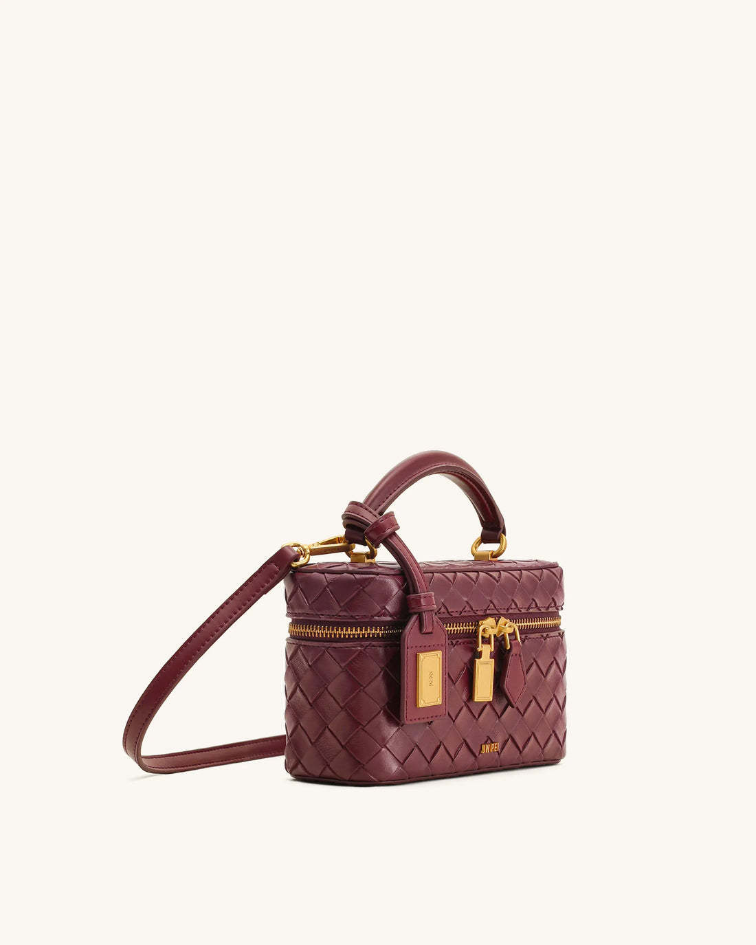 JW PEI Claret  Cleo Woven Texture Box Shape Top Handle Bag  SKU: 2T321-43_Claret Image 02