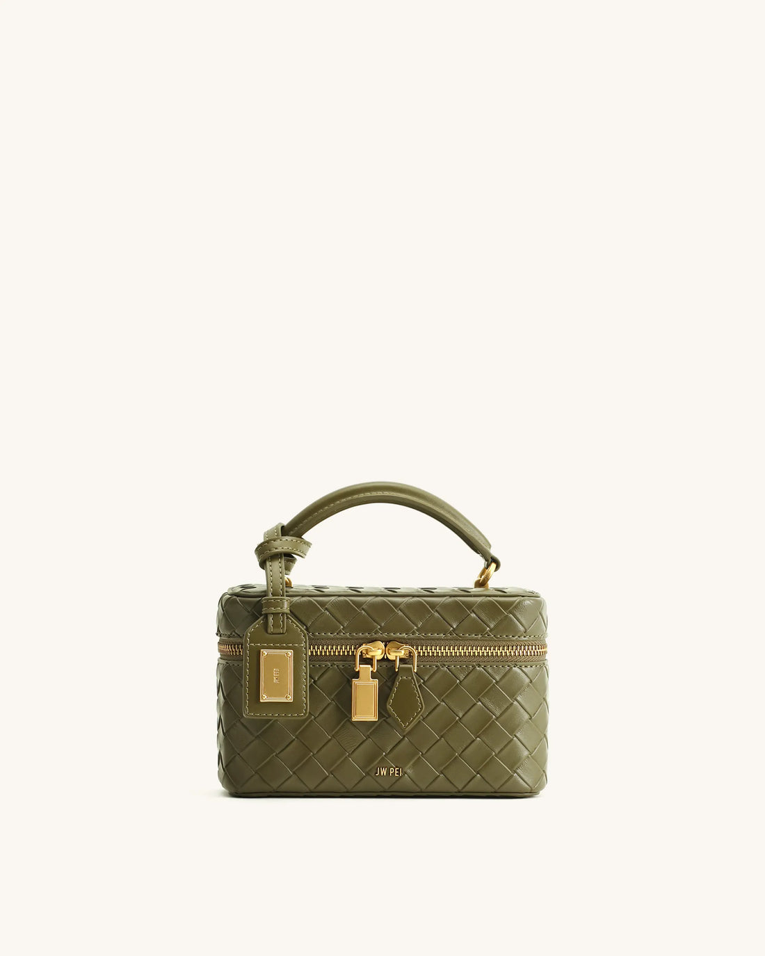 JW PEI Green Women Cleo Woven Texture Box Shape Top Handle Bag  SKU: 2T321-71_Olive Green Image 01