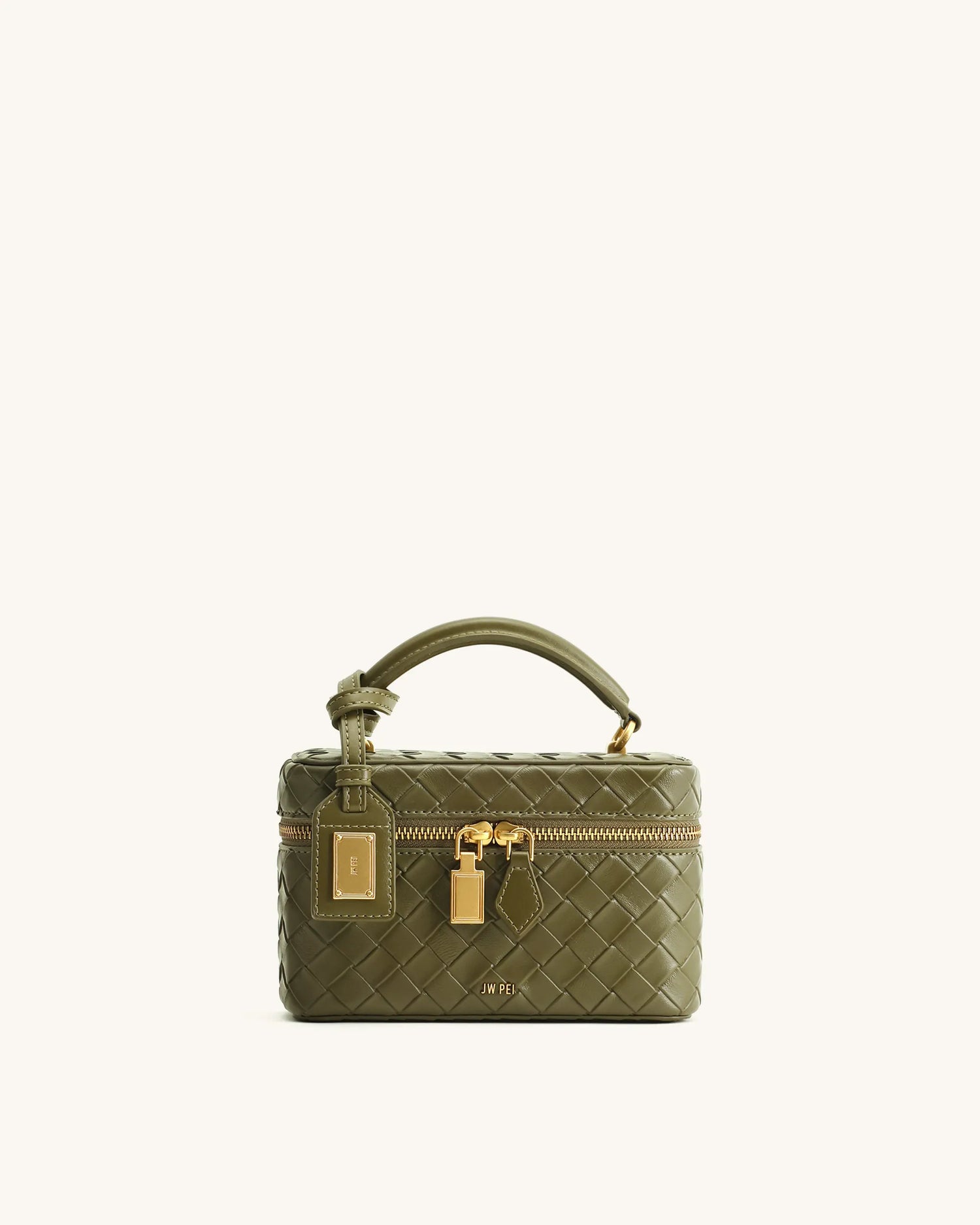 JW PEI Green Women Cleo Woven Texture Box Shape Top Handle Bag  SKU: 2T321-71_Olive Green Image 01