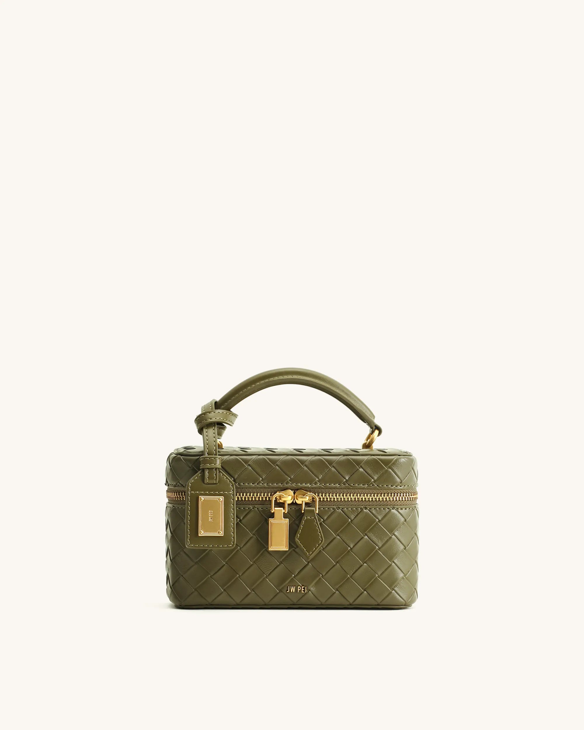 JW PEI Green Women Cleo Woven Texture Box Shape Top Handle Bag  SKU: 2T321-71_Olive Green Image 01