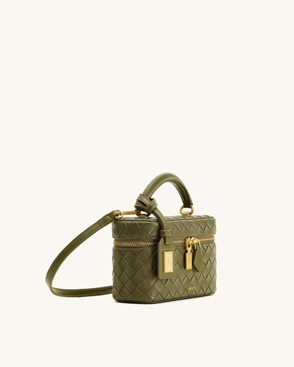JW PEI Olive Green Women Cleo Woven Texture Box Shape Top Handle Bag  SKU: 2T321-71_Olive Green Image 02