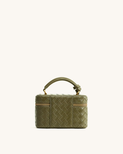 JW PEI Olive Green Women Cleo Woven Texture Box Shape Top Handle Bag  SKU: 2T321-71_Olive Green Image 04
