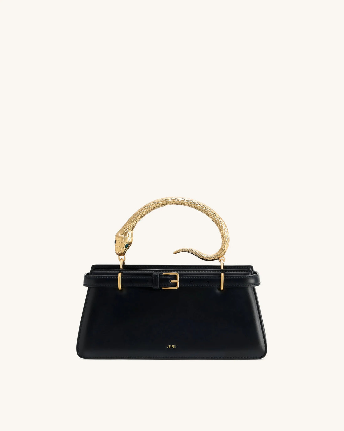 JW Pei Black Women Elena Snake Handle Top Handle Bag SKU: 2T325-1_Black Image 01