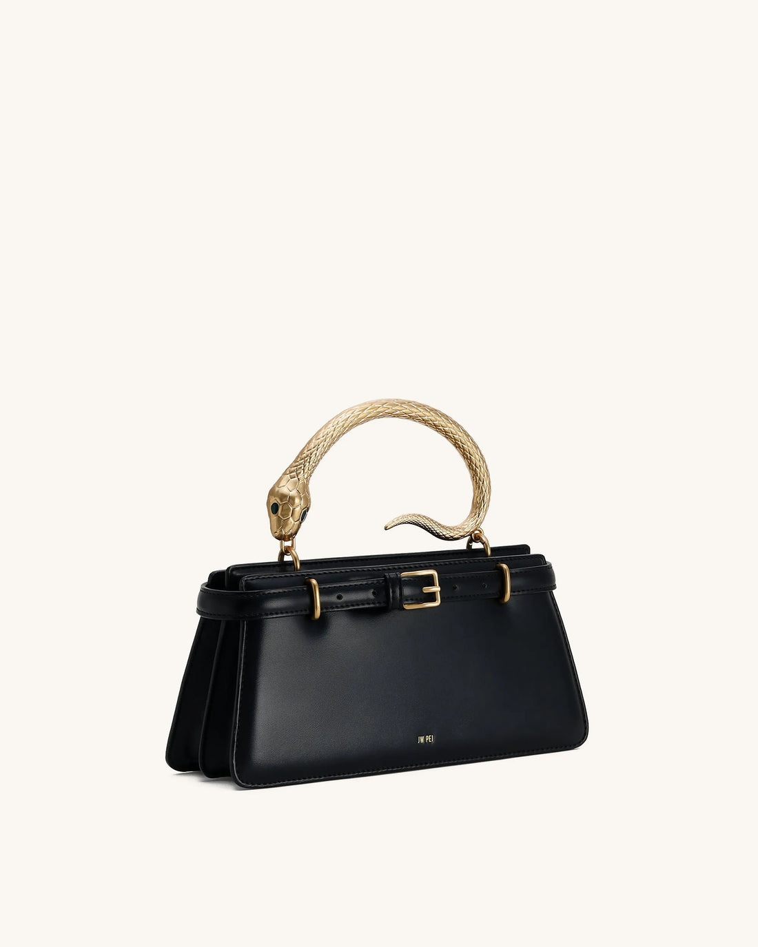 JW Pei Black Women Elena Snake Handle Top Handle Bag SKU: 2T325-1_Black Image 02