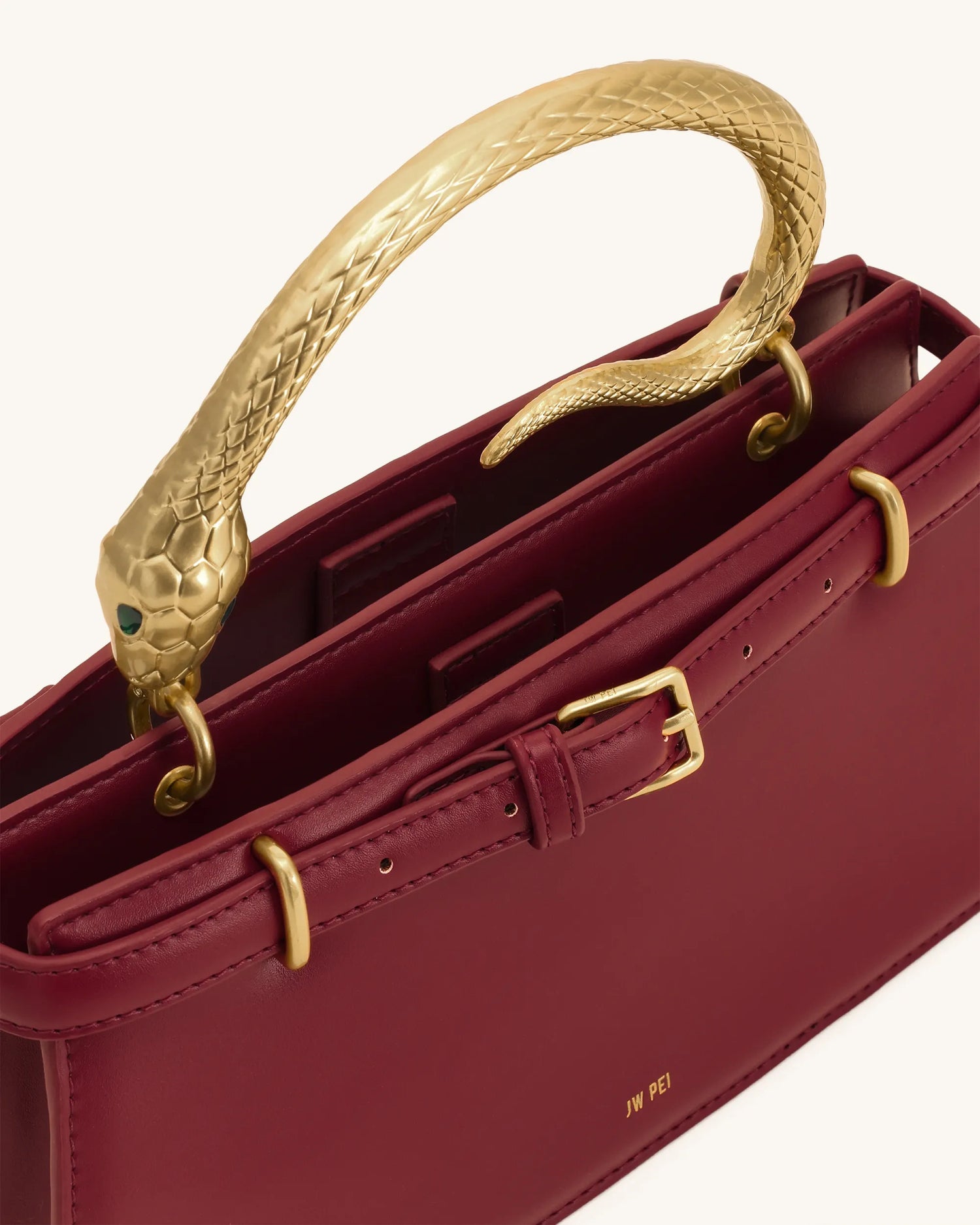 JW PEI Wine Red Women Elena Snake Handle Top Handle Bag  SKU: 2T325-4_Wine Red Image 04