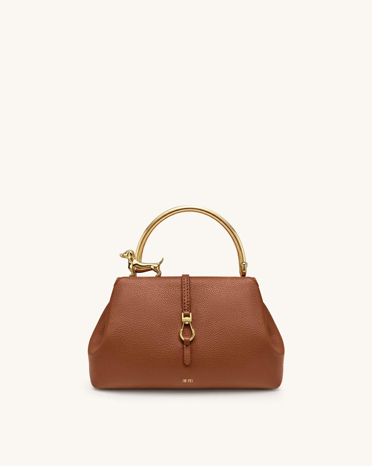 JW Pei Brown Women Bruna Dachshund Metal Handle Top Handle Bag SKU: 2T359-3_Brown Image 01