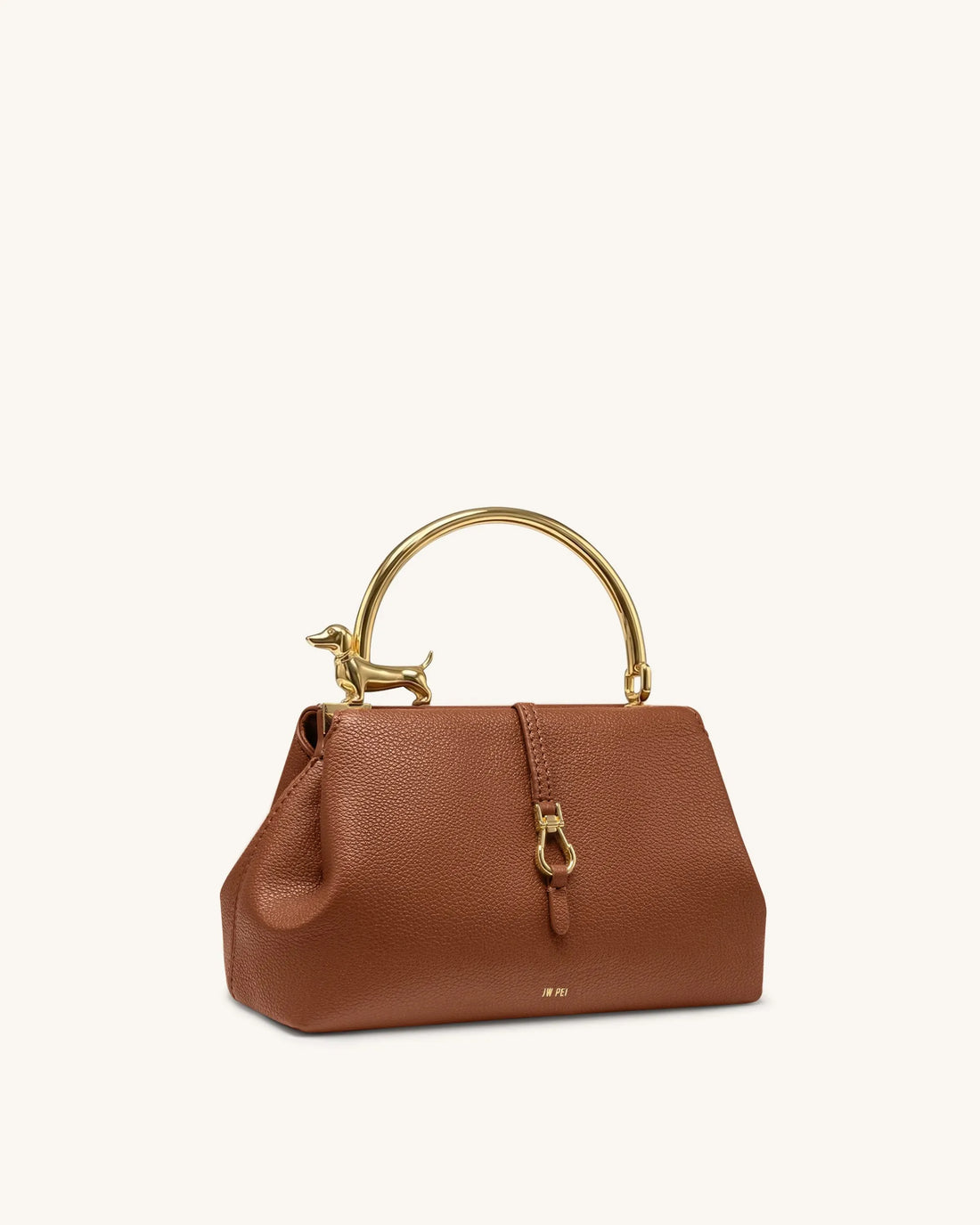 JW Pei Brown Women Bruna Dachshund Metal Handle Top Handle Bag SKU: 2T359-3_Brown Image 02