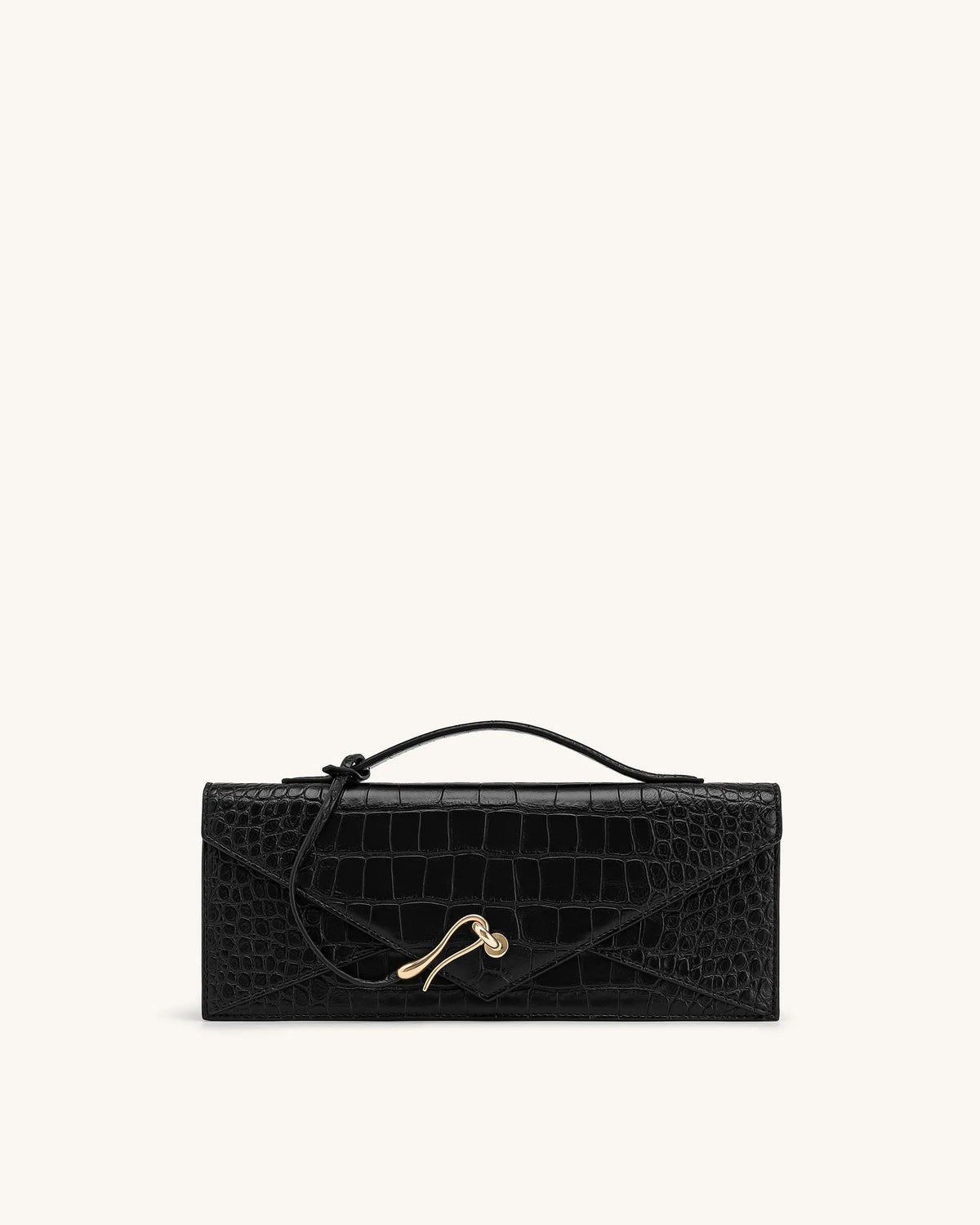 JW Pei Black Croc Women Celeste Envelope Top Handle Bag SKU: 2T398-11_Black Croc Image 01