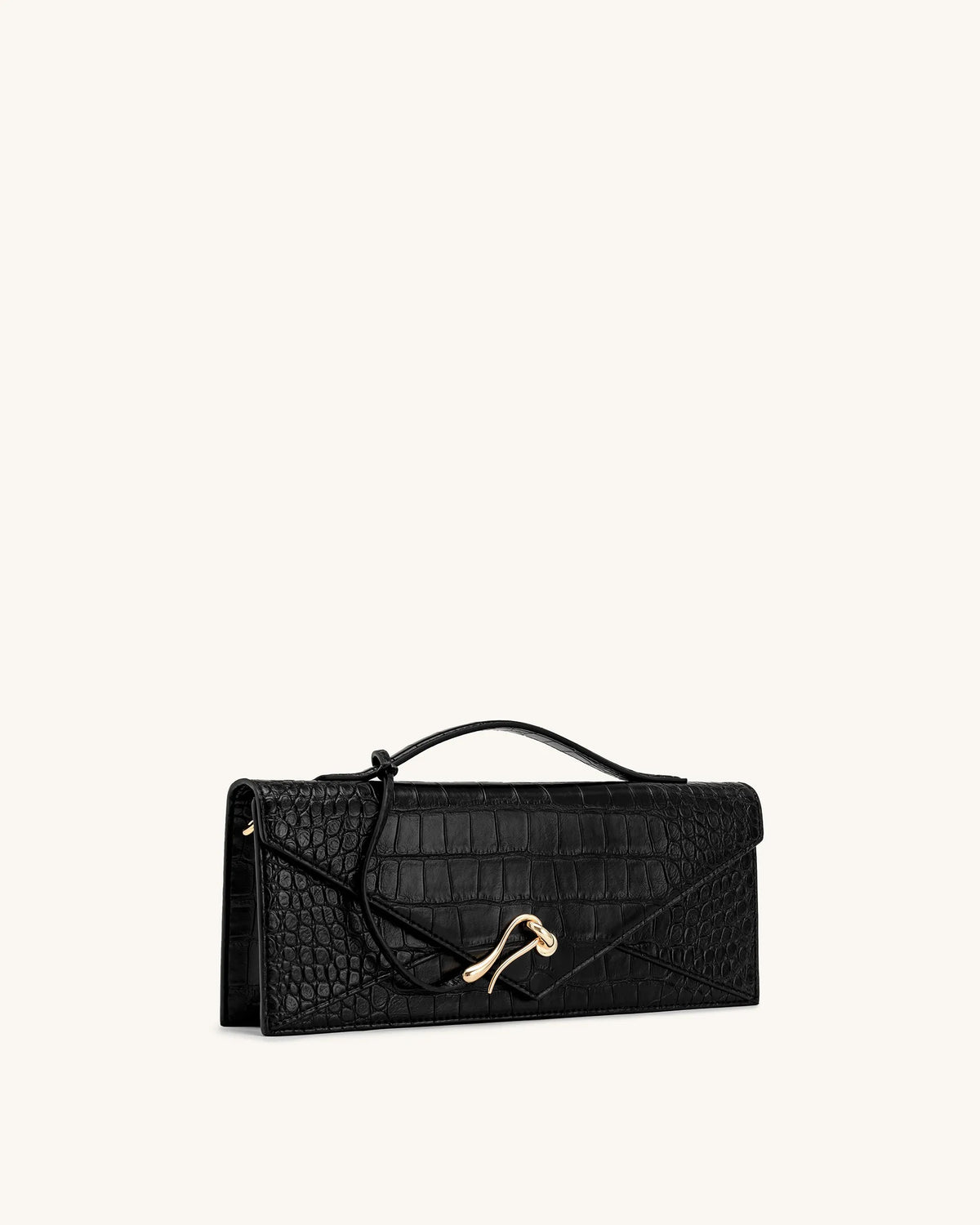JW Pei Black Croc Women Celeste Envelope Top Handle Bag SKU: 2T398-11_Black Croc Image 02
