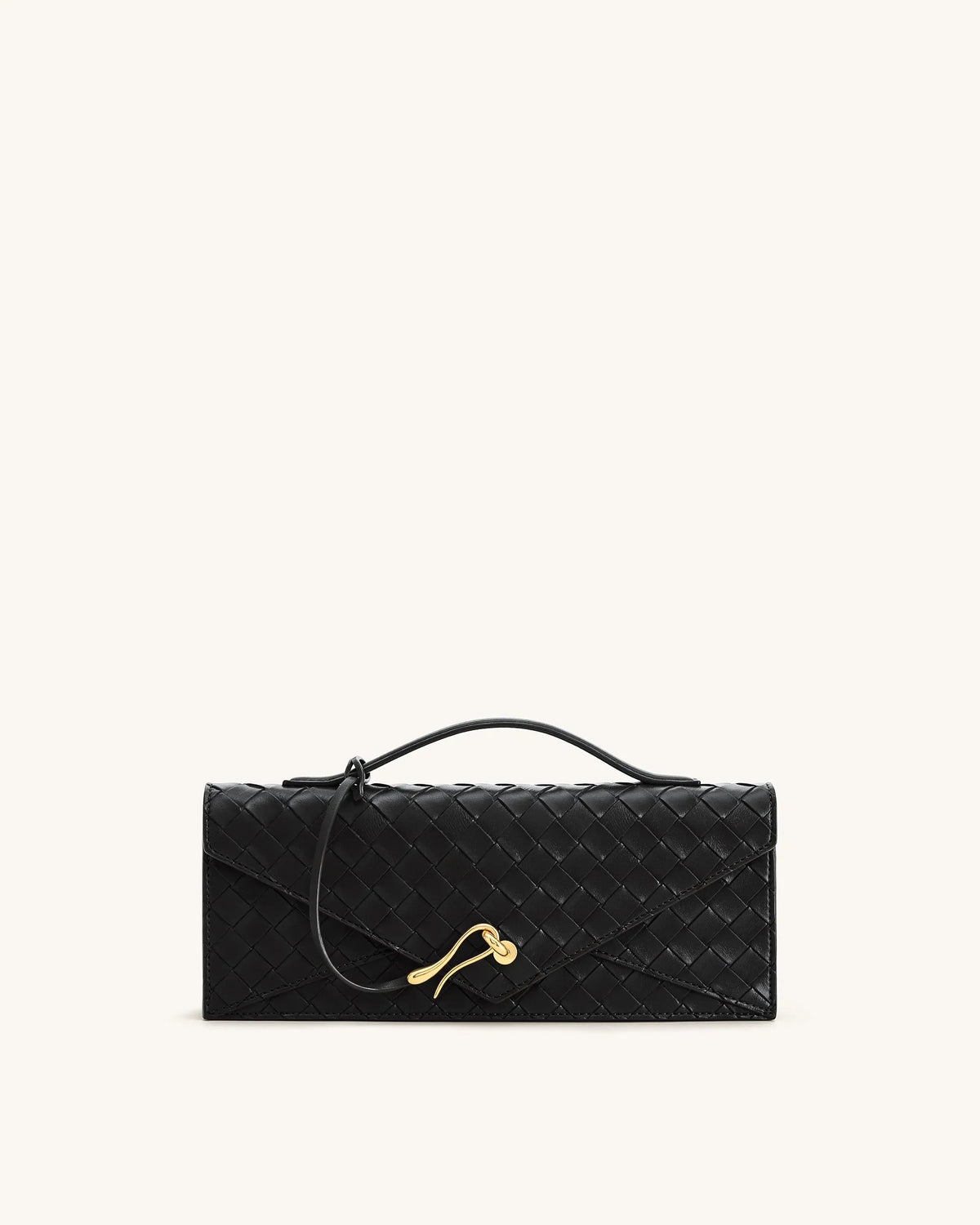 JW Pei Black Women Celeste Woven Textured Envelope Top Handle Bag SKU: 2T398-1_Black Image 01