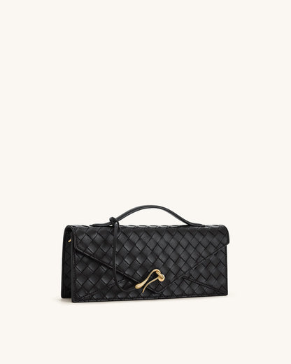 JW Pei Black Women Celeste Woven Textured Envelope Top Handle Bag SKU: 2T398-1_Black Image 02