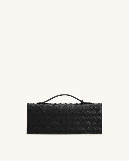 JW Pei Black Women Celeste Woven Textured Envelope Top Handle Bag SKU: 2T398-1_Black Image 03