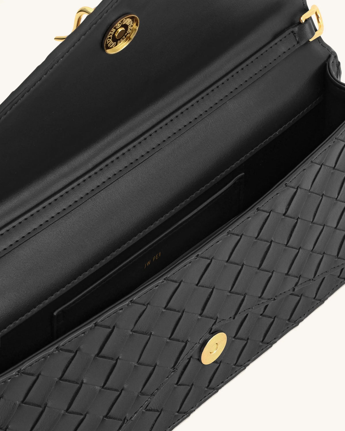JW Pei Black Women Celeste Woven Textured Envelope Top Handle Bag SKU: 2T398-1_Black Image 04