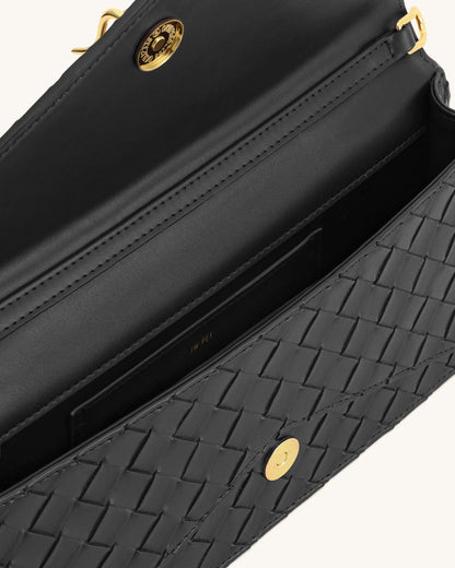 JW Pei Black Women Celeste Woven Textured Envelope Top Handle Bag SKU: 2T398-1_Black Image 04