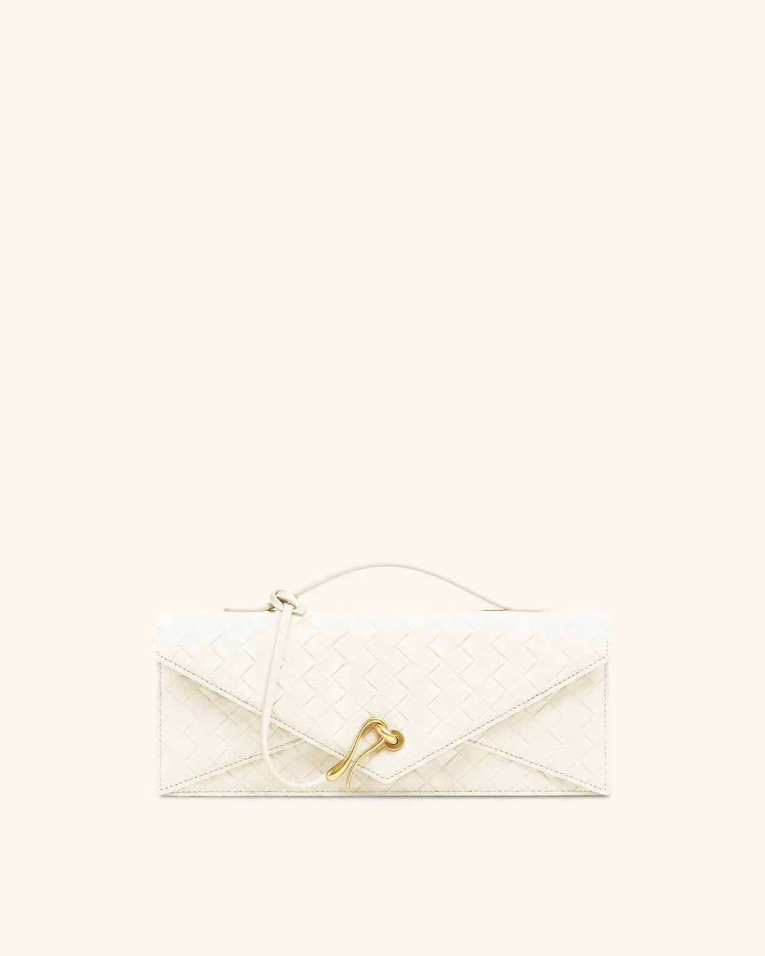 JW Pei White Women Celeste Faux Suede Woven Textured Envelope Top Handle Bag SKU: 2T398-24_White Image 01