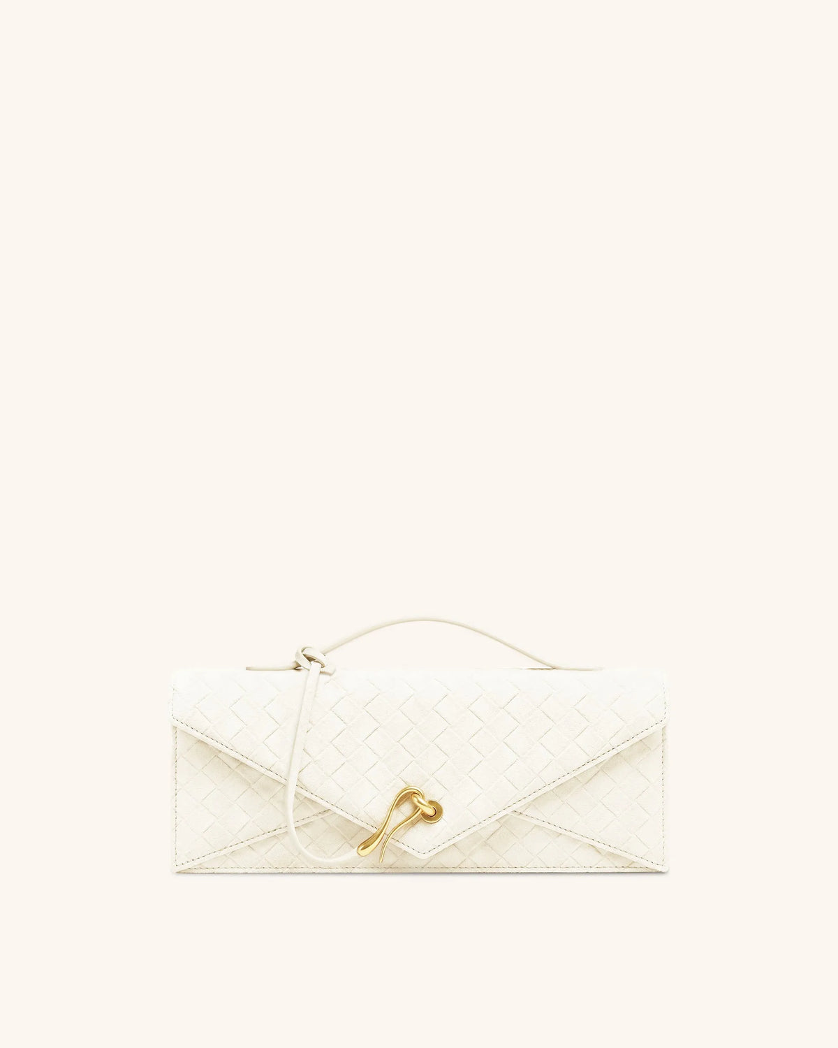 JW Pei White Women Celeste Faux Suede Woven Textured Envelope Top Handle Bag SKU: 2T398-24_White Image 01