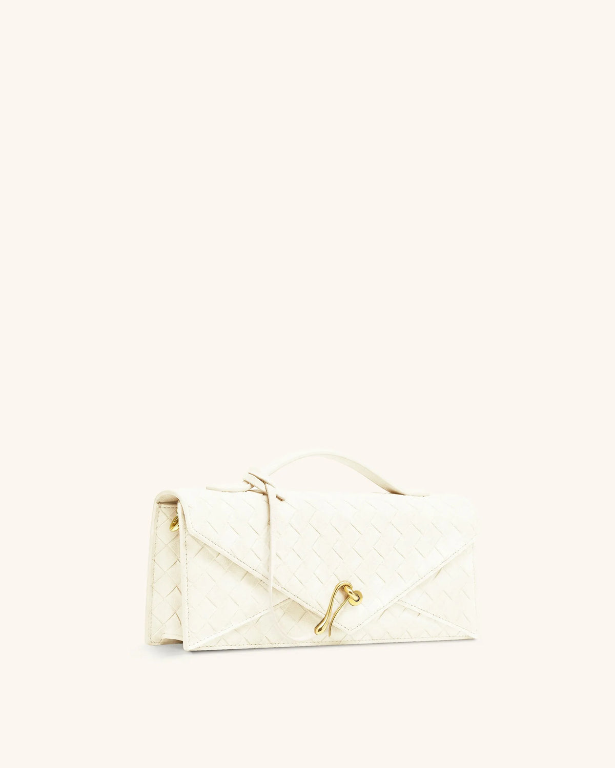 JW Pei White Women Celeste Faux Suede Woven Textured Envelope Top Handle Bag SKU: 2T398-24_White Image 02
