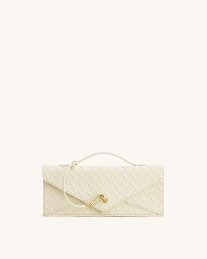 JW Pei Ivory Women Celeste Woven Textured Envelope Top Handle Bag SKU: 2T398-2_Ivory Image 01