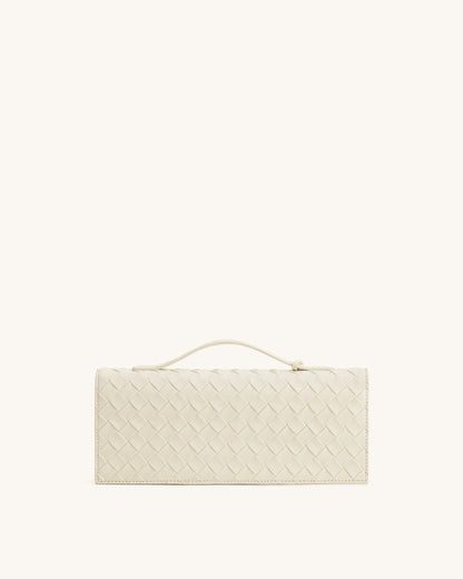 JW Pei Ivory Women Celeste Woven Textured Envelope Top Handle Bag SKU: 2T398-2_Ivory Image 03