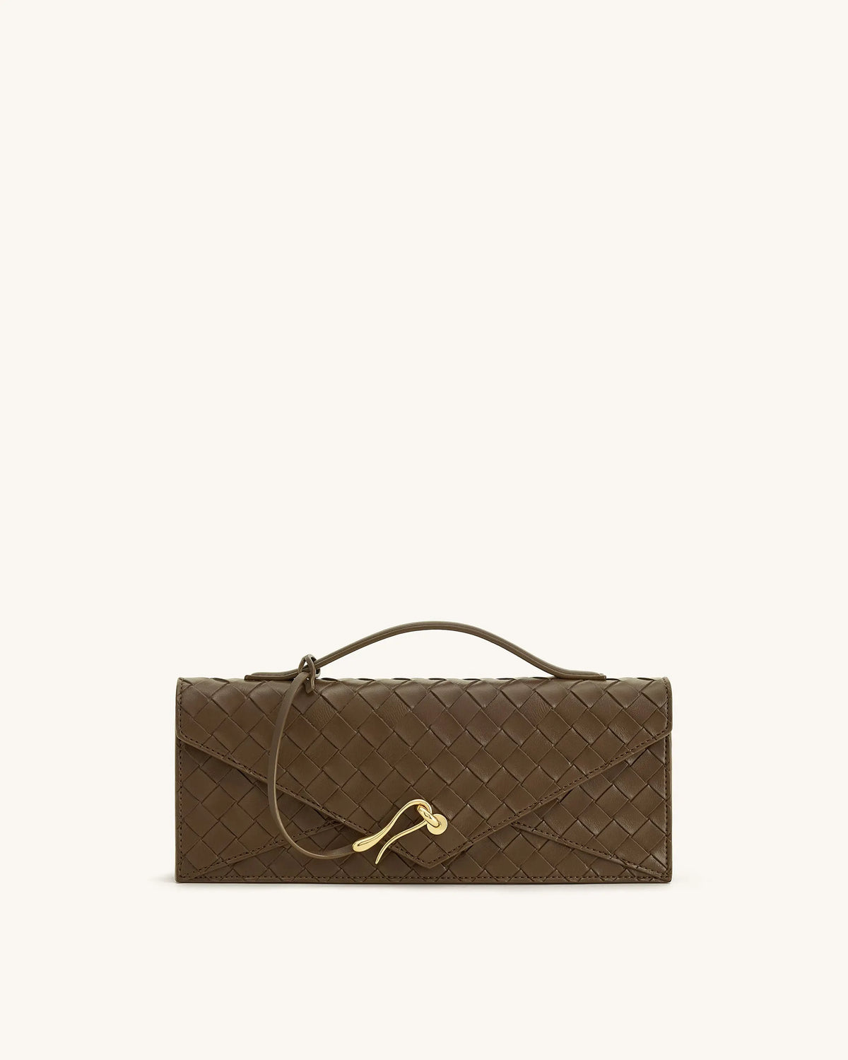 JW Pei Mocha Brown Women Celeste Woven Textured Envelope Top Handle Bag SKU: 2T398-30_Mocha Brown Image 01
