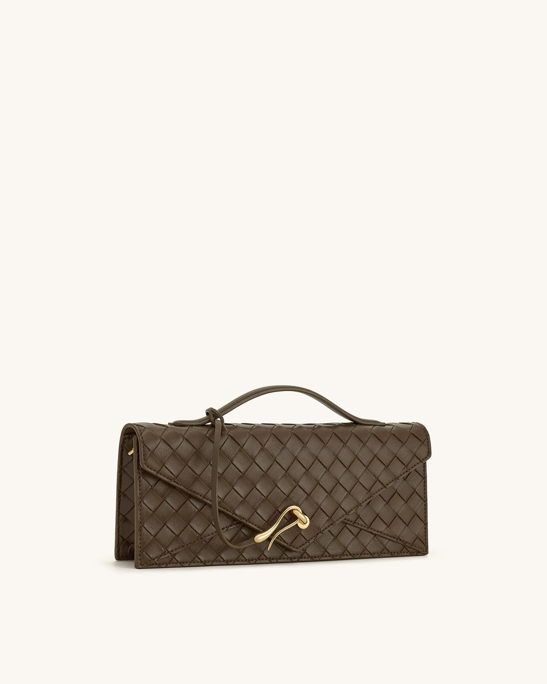 JW Pei Mocha Brown Women Celeste Woven Textured Envelope Top Handle Bag SKU: 2T398-30_Mocha Brown Image 02