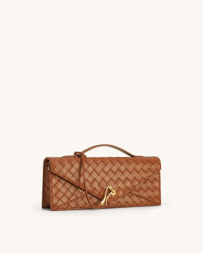 JW PEI Brown Women Celeste Woven Textured Envelope Top Handle Bag  SKU: 2T398-31_Brown Image 02