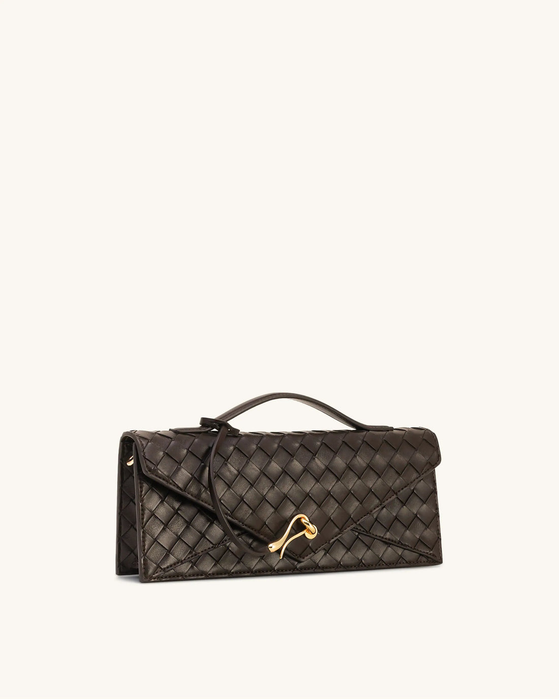 JW PEI Dark Brown Women Celeste Woven Textured Envelope Top Handle Bag  SKU: 2T398-3_Dark Brown Image 02
