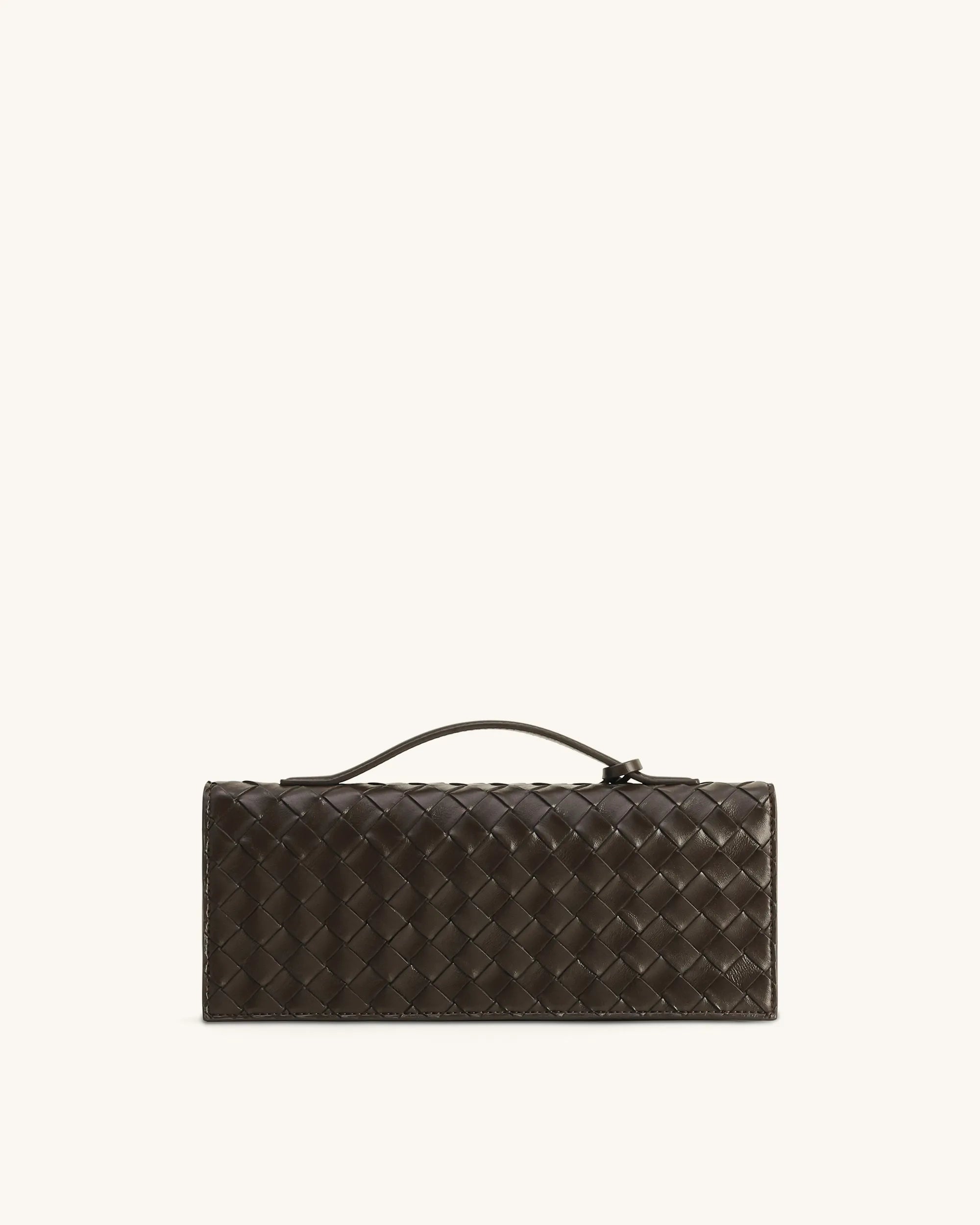 JW PEI Dark Brown Women Celeste Woven Textured Envelope Top Handle Bag  SKU: 2T398-3_Dark Brown Image 04