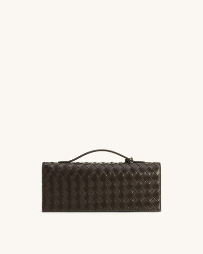 JW PEI Dark Brown Women Celeste Woven Textured Envelope Top Handle Bag  SKU: 2T398-3_Dark Brown Image 04