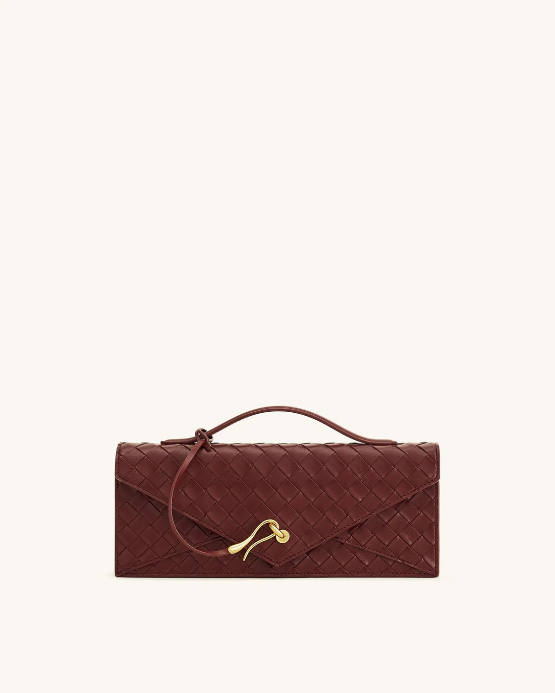 JW Pei Burgundy Women Celeste Woven Textured Envelope Top Handle Bag SKU: 2T398-41_Burgundy Image 01