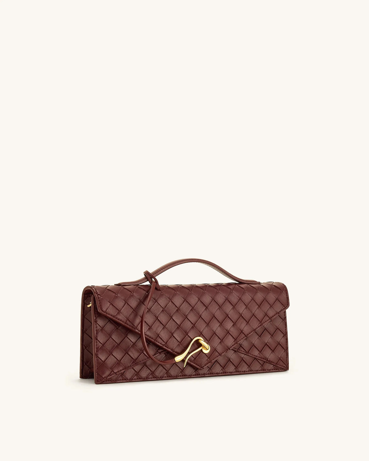 JW Pei Burgundy Women Celeste Woven Textured Envelope Top Handle Bag SKU: 2T398-41_Burgundy Image 02