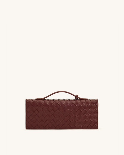 JW Pei Burgundy Women Celeste Woven Textured Envelope Top Handle Bag SKU: 2T398-41_Burgundy Image 03