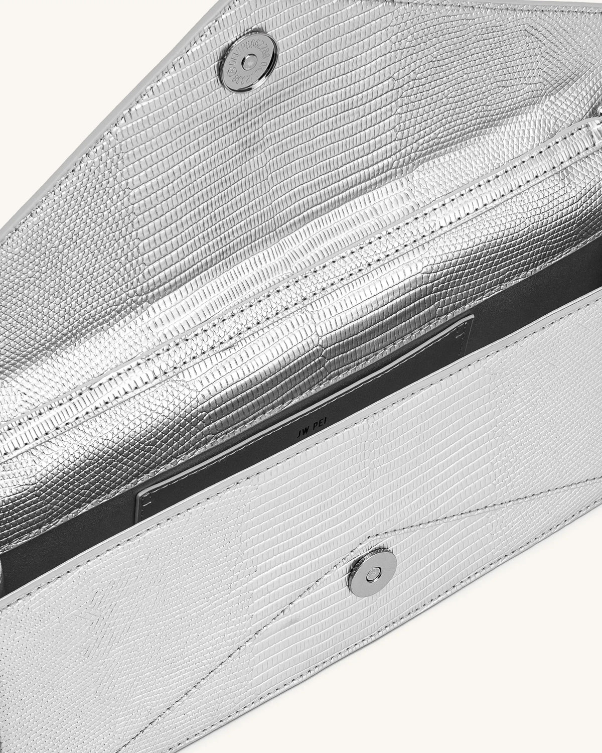 JW Pei Silver Lizard Texture Women Celeste Envelope Top Handle Bag SKU: 2T398-90_Silver Lizard Texture Image 04