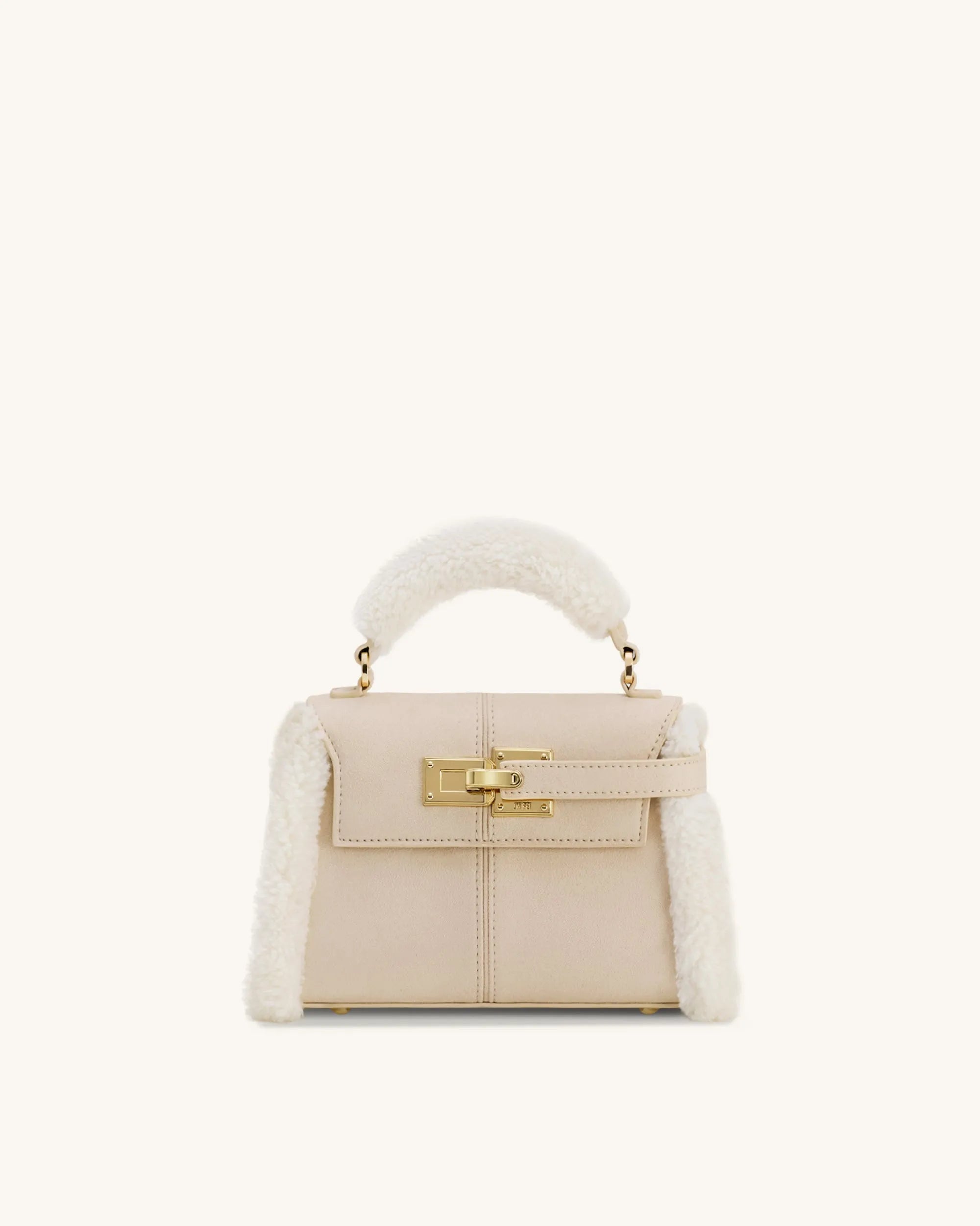 JW PEI_Taupe_Elise Faux Suede Shearling Trim Top Handle Bag_2T47-35_Taupe_01