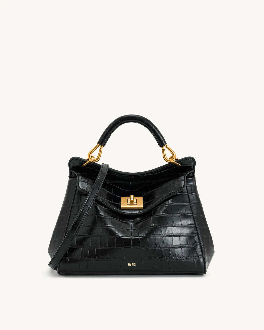 JW PEI_Black Croc_Lucia Classic Top Handbag_2T68-13_Black Croc_01