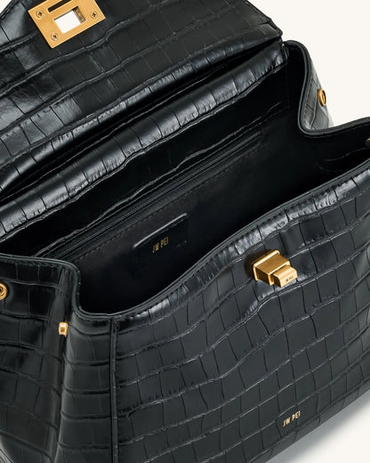 JW PEI_Black Croc_Lucia Classic Top Handbag_2T68-13_Black Croc_04