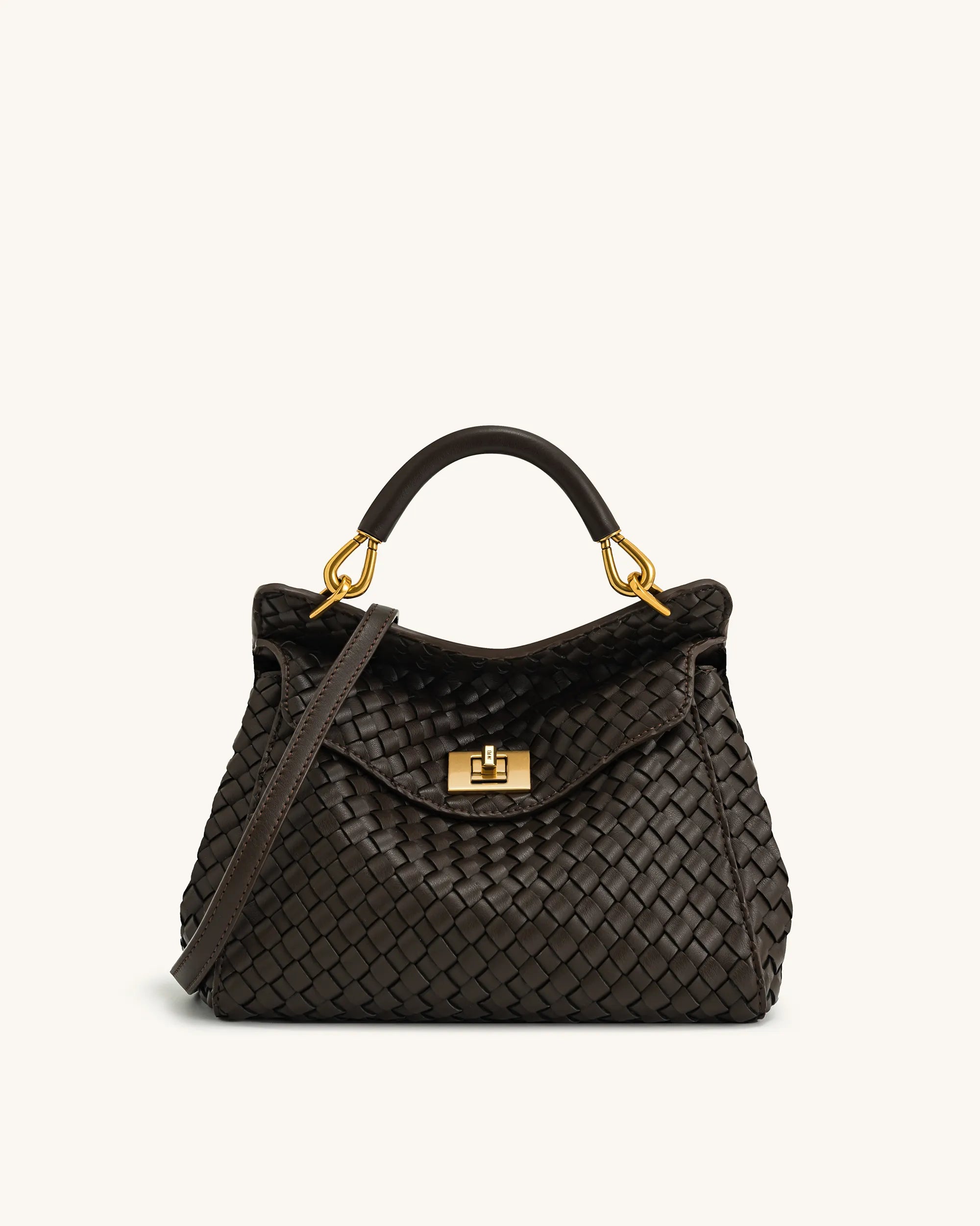 JW PEI_Dark Brown_Lucia Classic Top Handle Woven Bags_2T68-35_Dark Brown_01