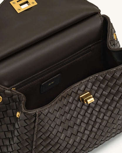 JW PEI_Dark Brown_Lucia Classic Top Handle Woven Bags_2T68-35_Dark Brown_04