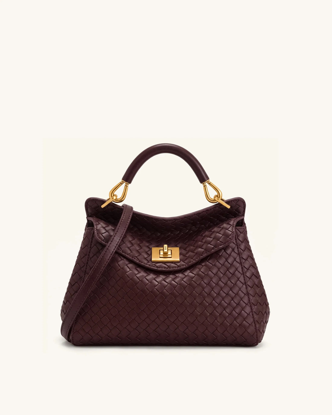 JW Pei Dark Burgundy Women Lucia Classic Woven Top Handle Bag SKU: 2T68-40_Dark Burgundy Image 01