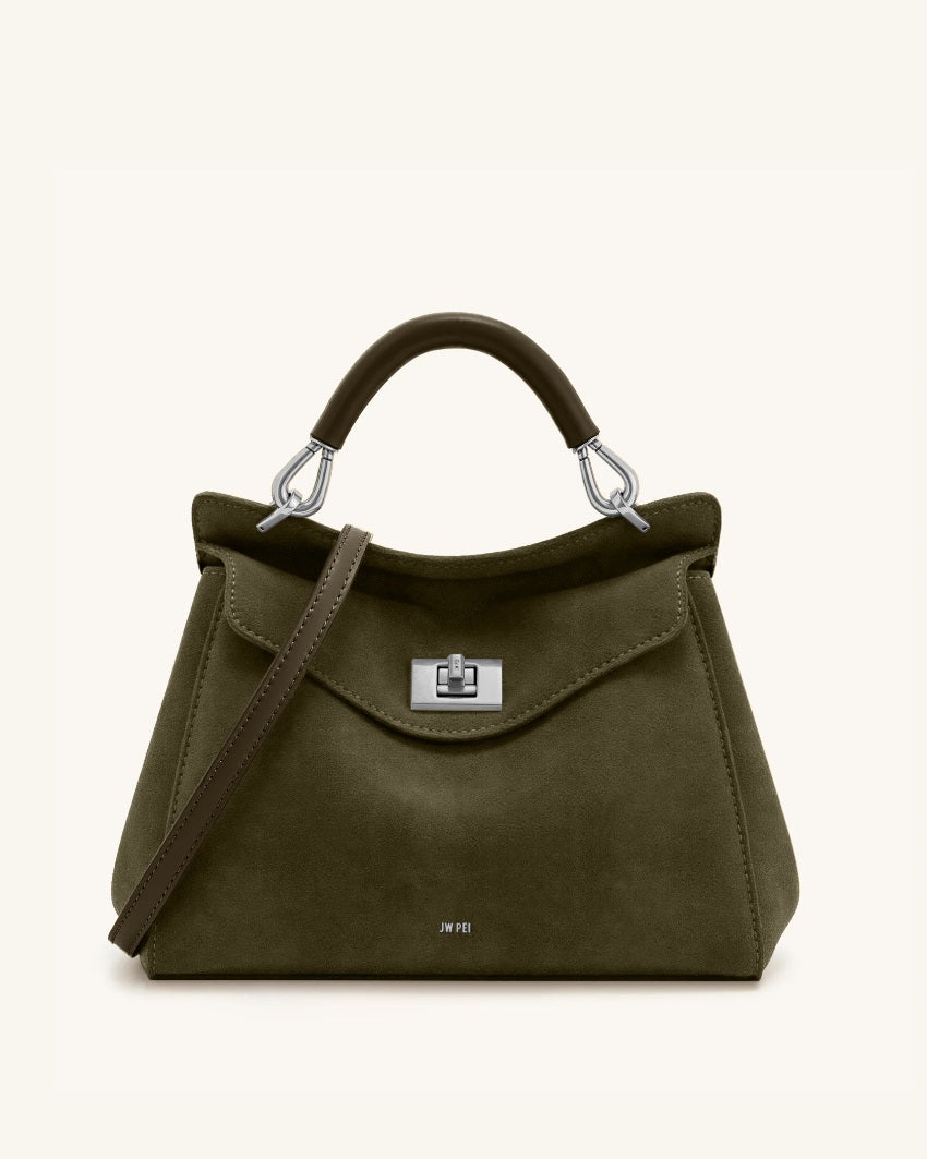 JW Pei Dark Olive Women Lucia Classic Faux Suede Top Handle Bag SKU: 2T68-72_Dark Olive Image 01