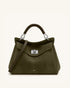 JW Pei Dark Olive Women Lucia Classic Faux Suede Top Handle Bag SKU: 2T68-72_Dark Olive Image 01