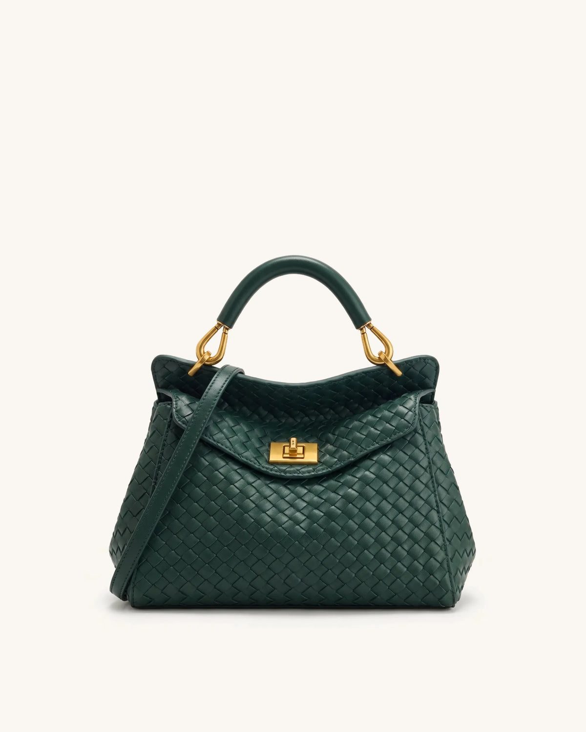 JW Pei Forest Green Women Lucia Classic Woven Top Handle Bag SKU: 2T68-74_Forest Green Image 01
