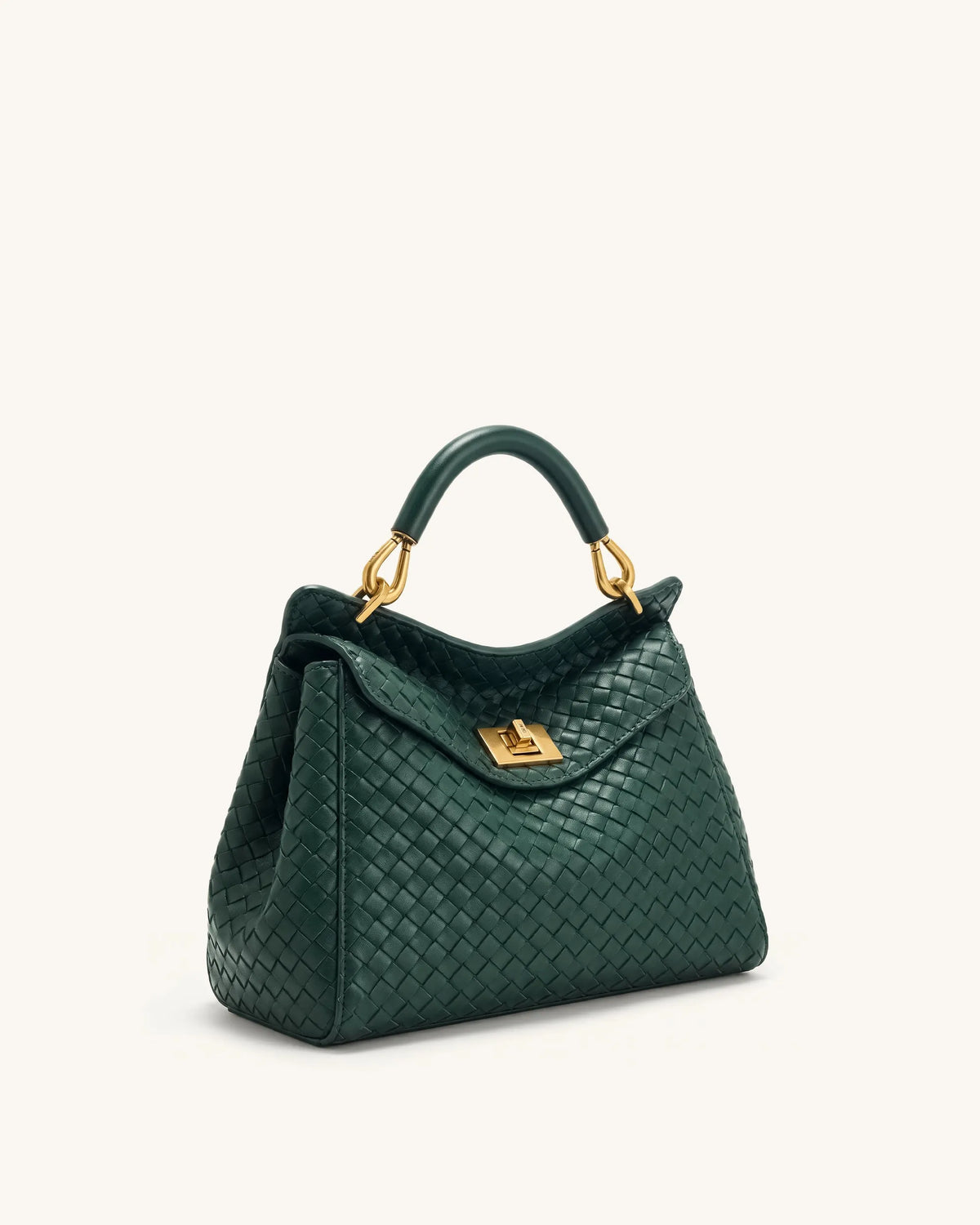 JW Pei Forest Green Women Lucia Classic Woven Top Handle Bag SKU: 2T68-74_Forest Green Image 02