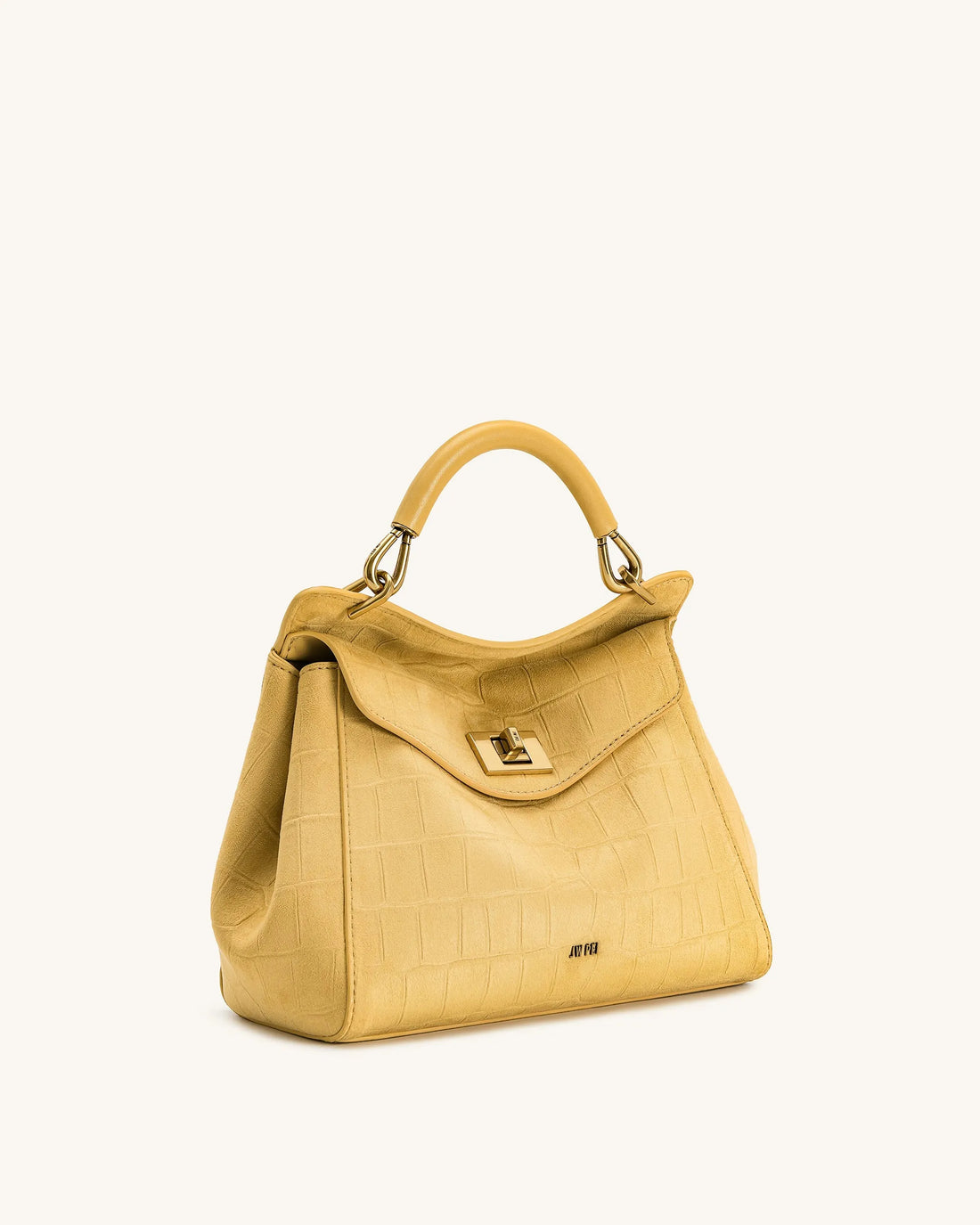 JW PEI Yellow Women Lucia Classic Croc-Embossed Faux Suede Top Handle Bag - Yellow SKU: 2T68-8_Yellow Image 02