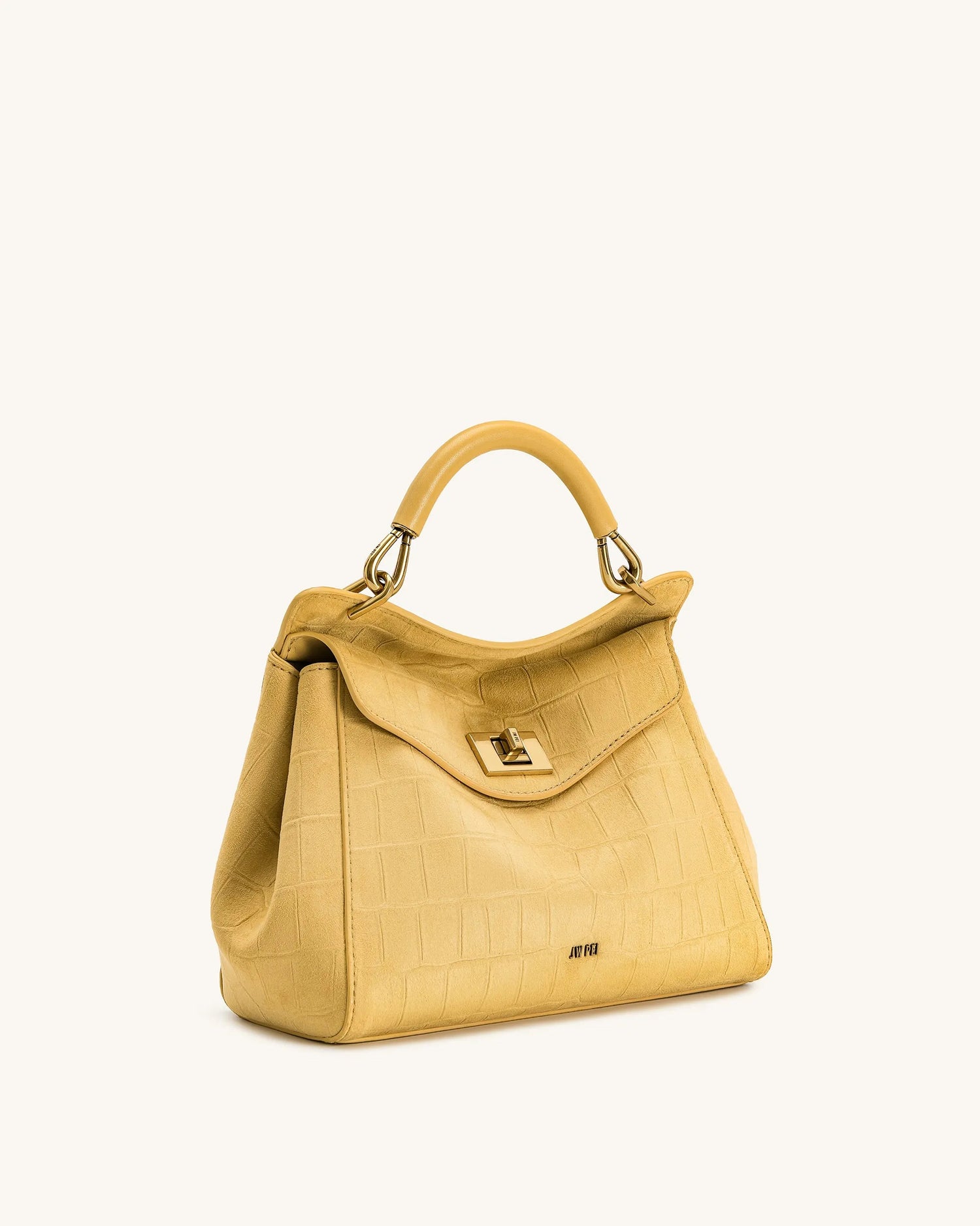JW PEI Yellow Women Lucia Classic Croc-Embossed Faux Suede Top Handle Bag - Yellow SKU: 2T68-8_Yellow Image 02